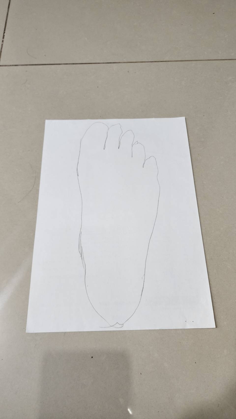 足部描繪輪廓，顯示前掌偏寬的真實足型